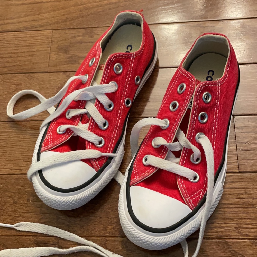 Red converse shoes
